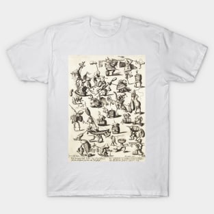 HIERONYMUS BOSCH BESTIARY Black White Fantasy Figures,Monsters and Animals T-Shirt